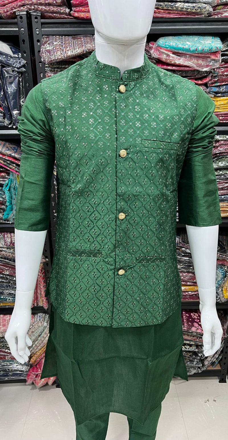 Beautiful Party Wear Kurta Pajama With Koti Jacket