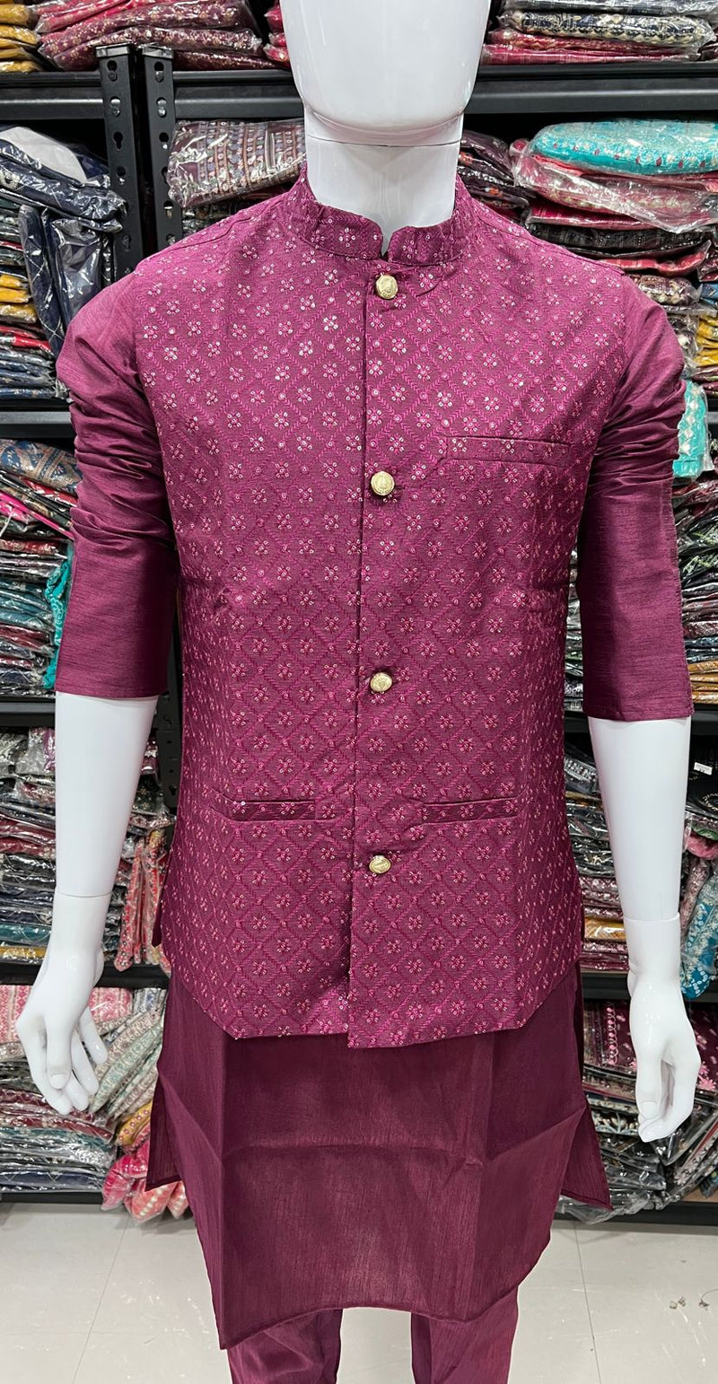 Beautiful Party Wear Kurta Pajama With Koti Jacket
