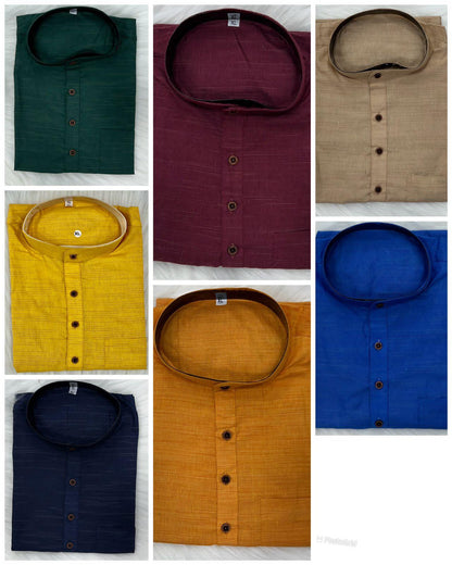 Beautiful Party Wear Short Khadhi Kurta With Pocket