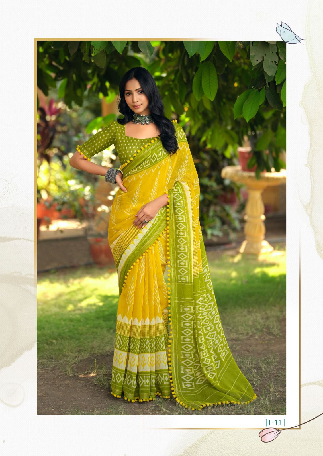 Beautiful Designer Summer Special Mul Mul Cotton With Pum Pum Saree