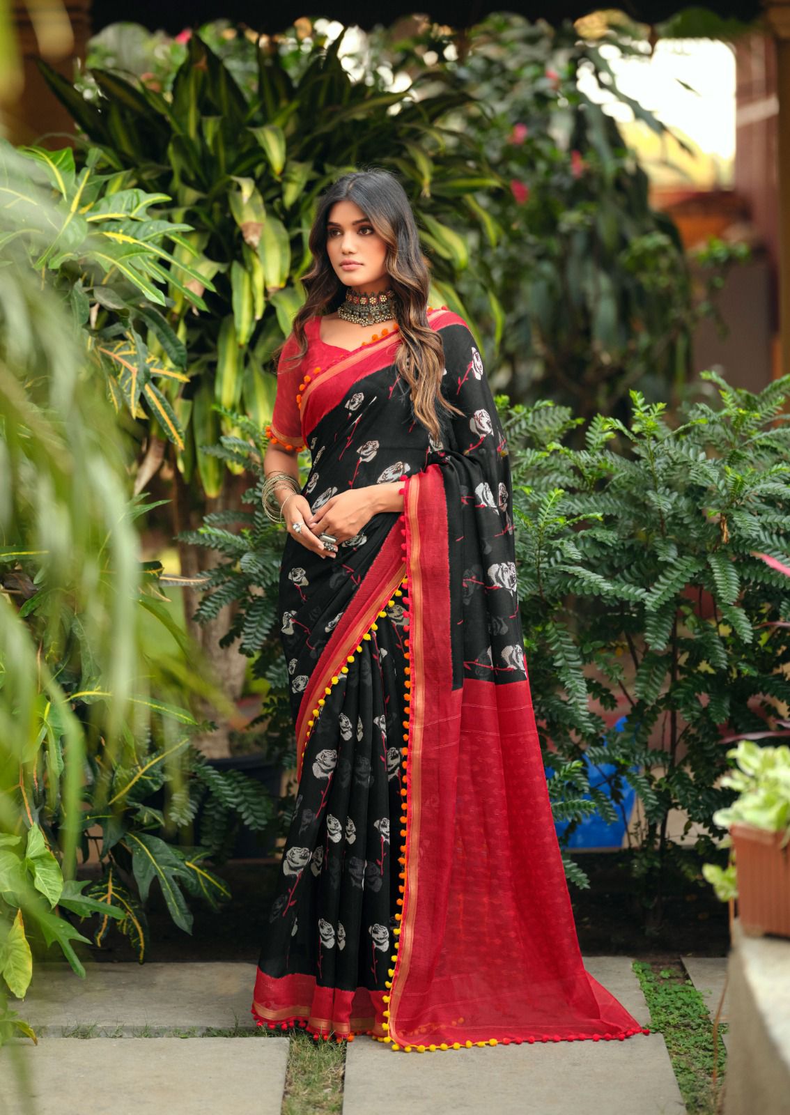 Beautiful Designer Summer Special Mul Mul Cotton With Pum Pum Saree