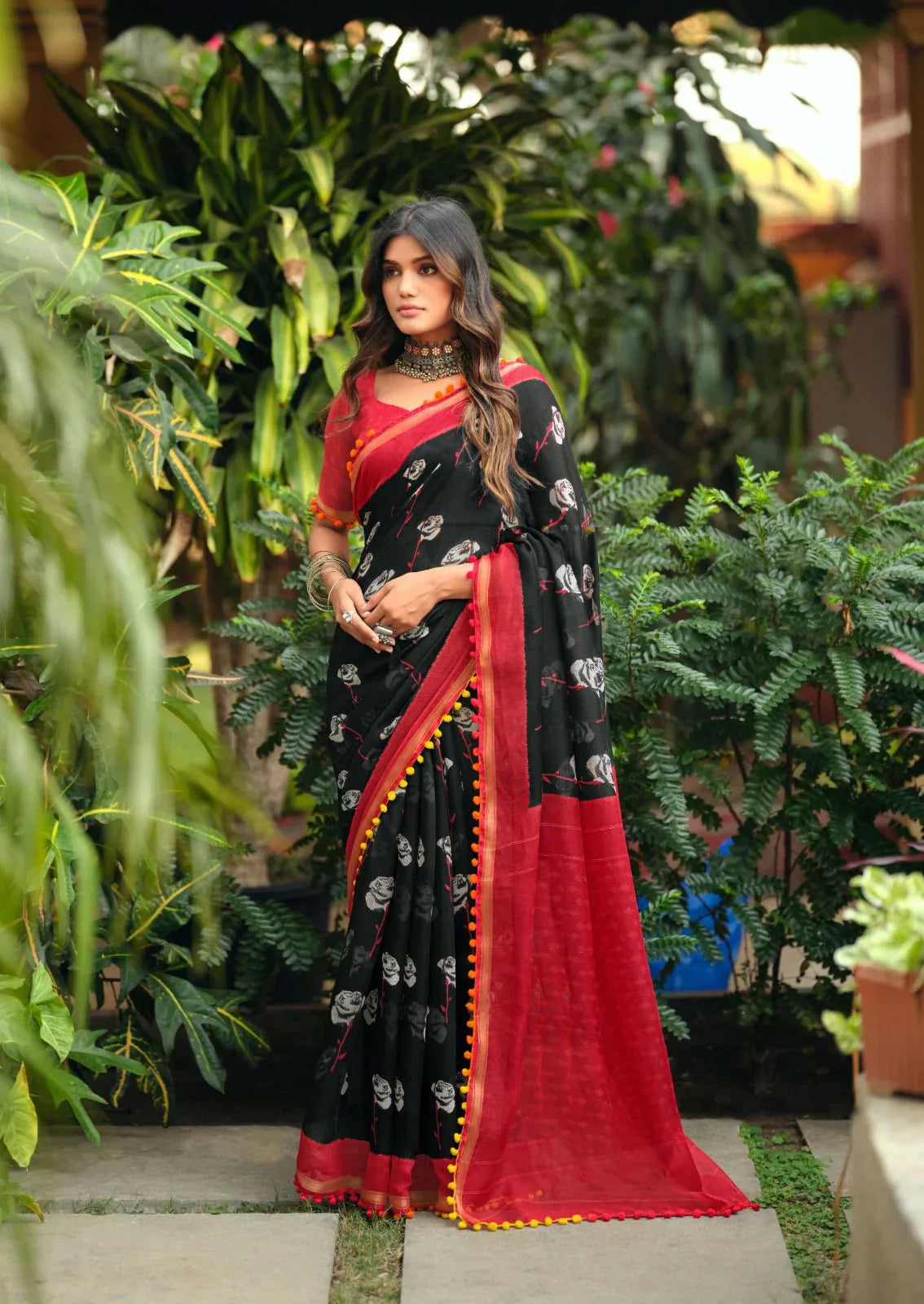 Beautiful Designer Summer Special Mul Mul Cotton With Pum Pum Saree