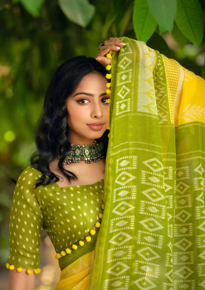 Beautiful Designer Summer Special Mul Mul Cotton With Pum Pum Saree