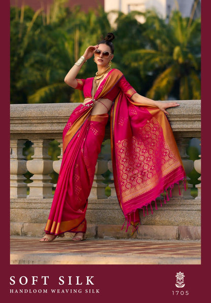 Beautiful Designer Soft Handloom Weaving Silk Saree