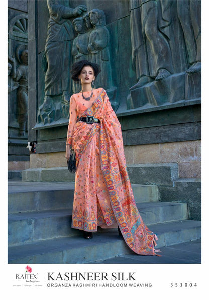 Beautiful Designer Soft Organza Kashmiri Handloom Weaving Saree