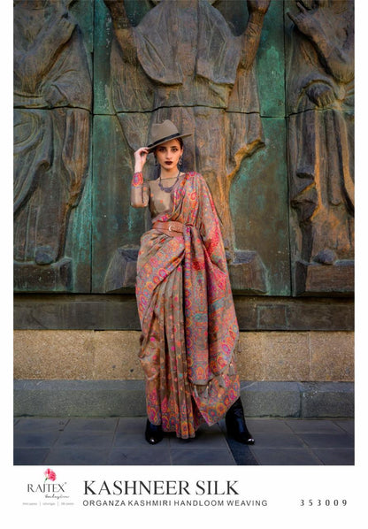 Beautiful Designer Soft Organza Kashmiri Handloom Weaving Saree