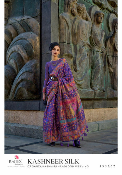 Beautiful Designer Soft Organza Kashmiri Handloom Weaving Saree