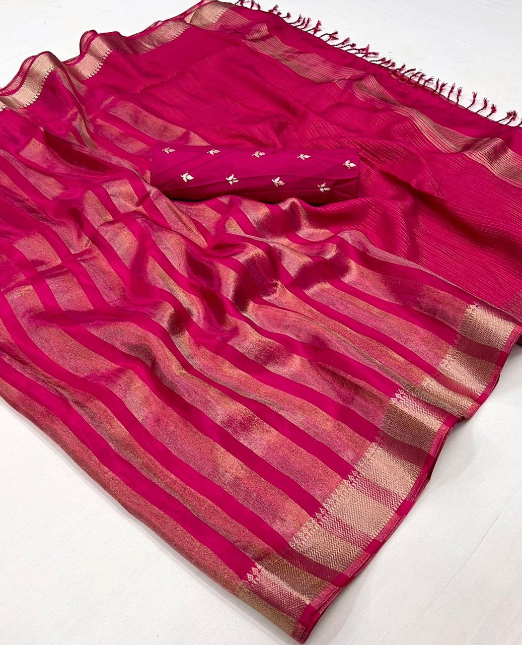 Beautiful Designer Ksatsuma Pure Viscose Handwoven Saree