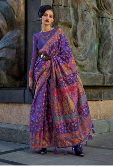 Beautiful Designer Soft Organza Kashmiri Handloom Weaving Saree