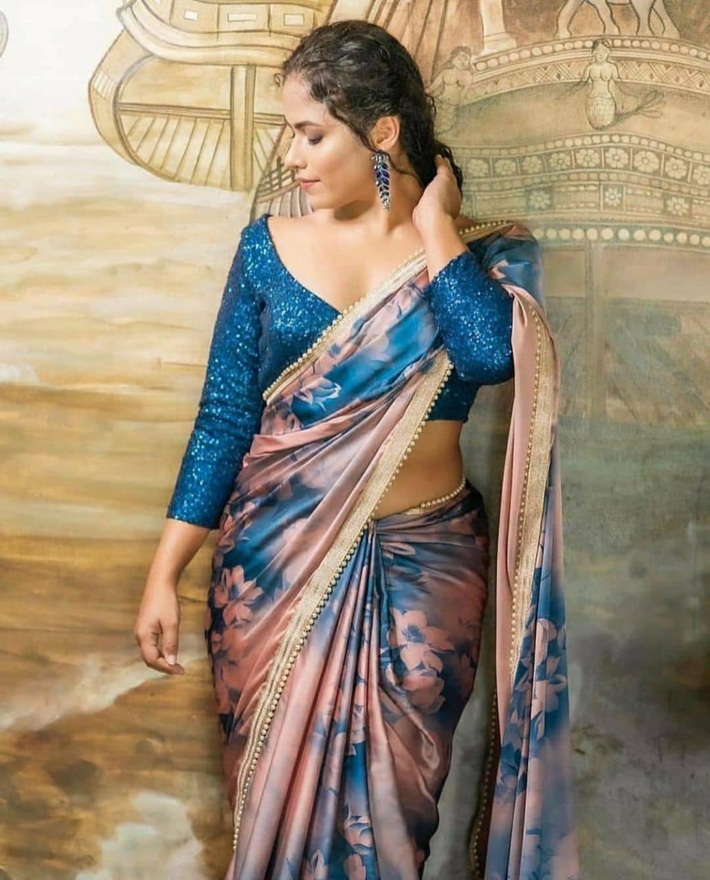 Beautiful Designer Heavy Japan Satin Devsena Saree