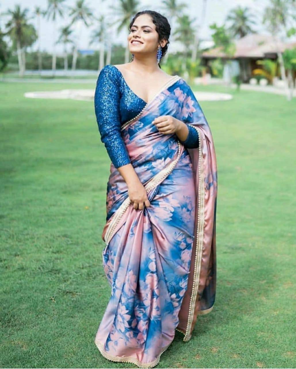 Beautiful Designer Heavy Japan Satin Devsena Saree