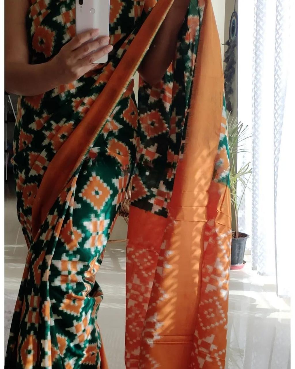Beautiful Designer Party Wear Plain Linen Saree