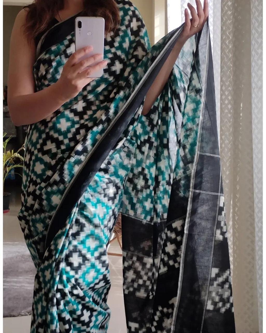 Beautiful Designer Party Wear Plain Linen Saree