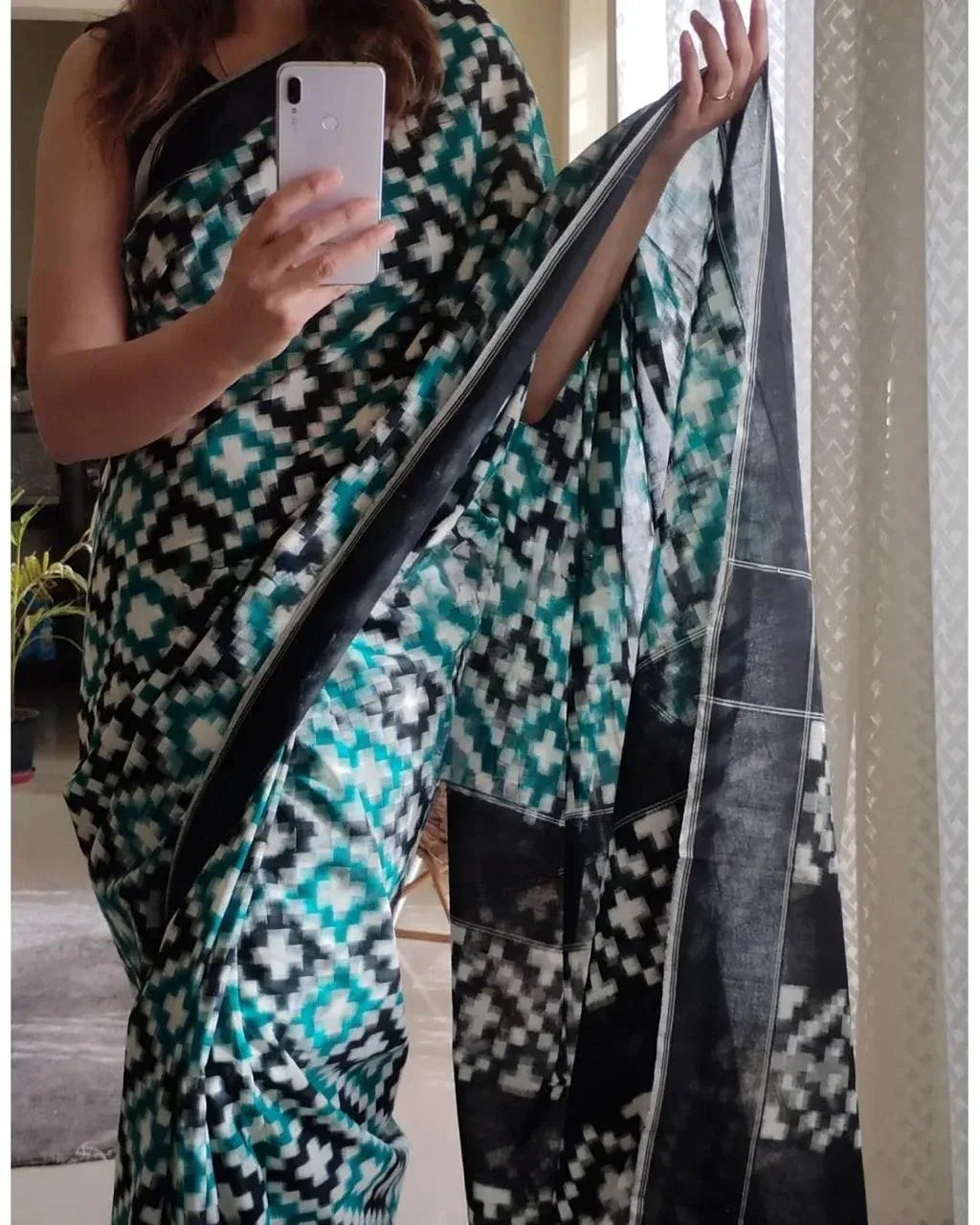 Beautiful Designer Party Wear Plain Linen Saree