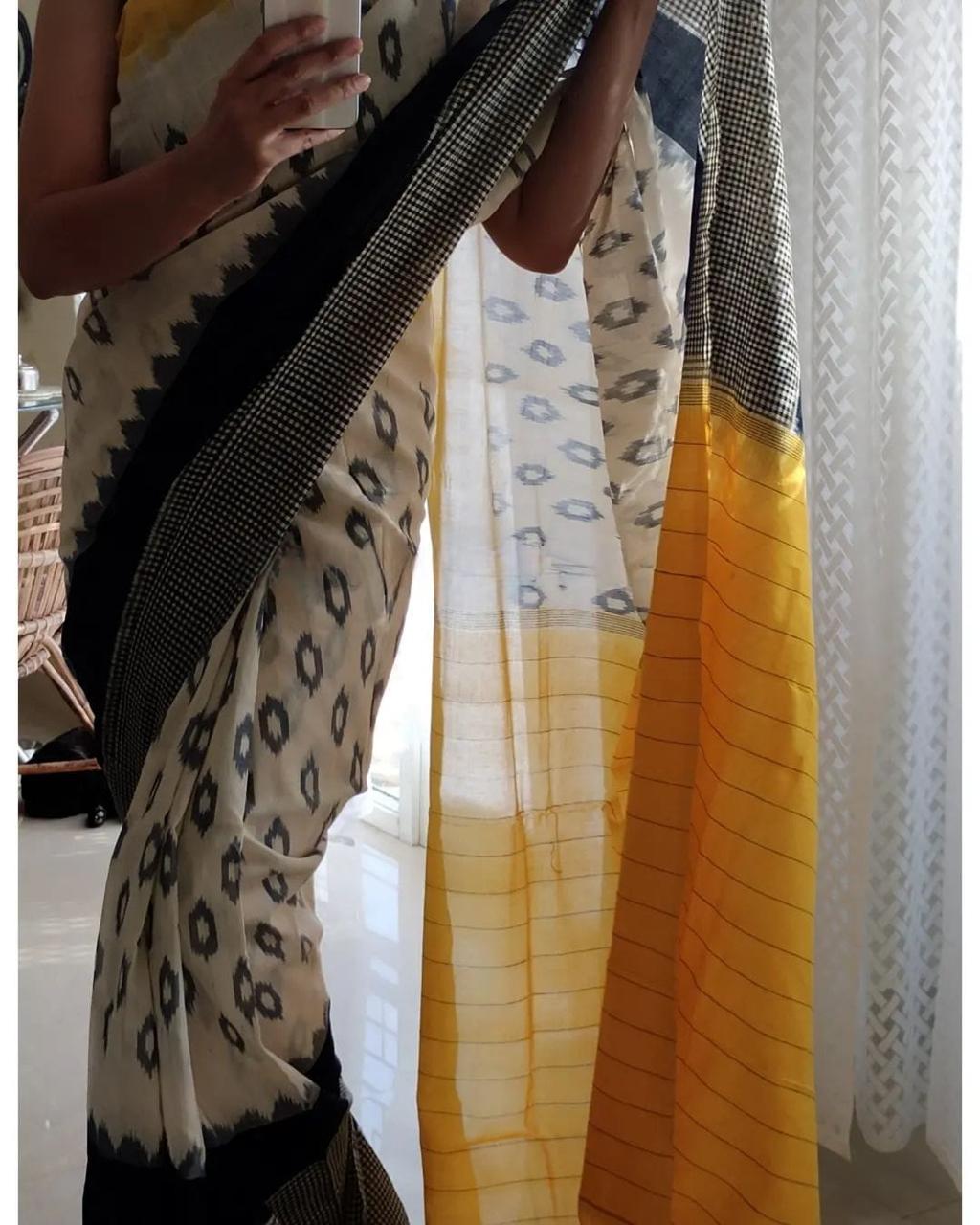 Beautiful Designer Party Wear Plain Linen Saree