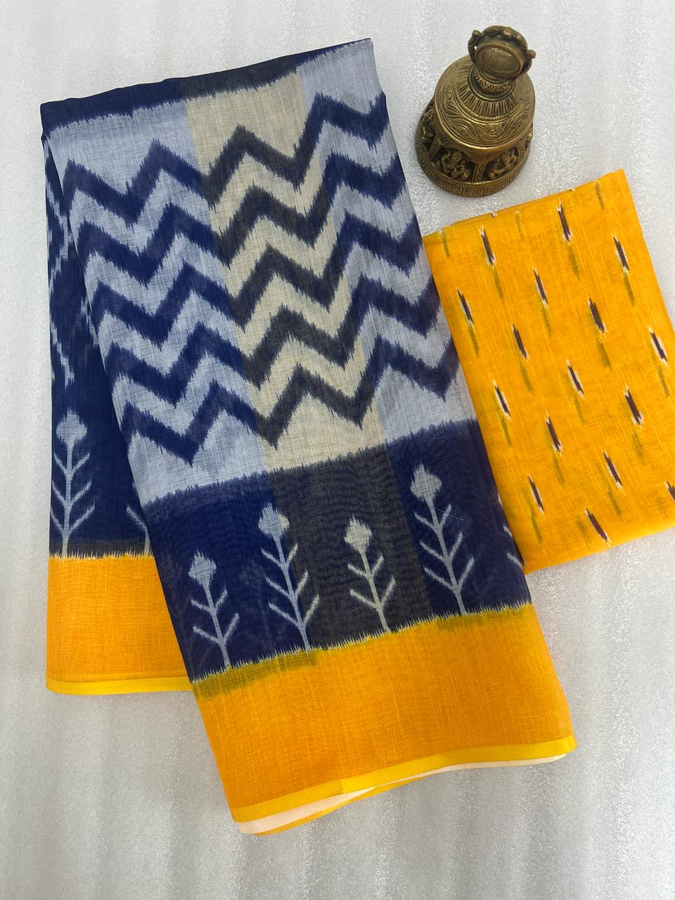 Beautiful Designer Party Wear Plain Linen Saree