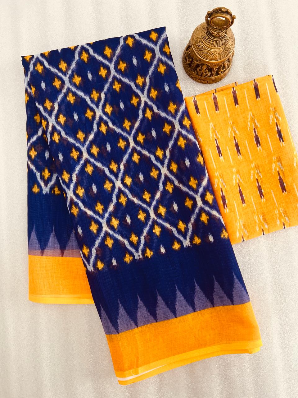 Beautiful Designer Party Wear Plain Linen Saree