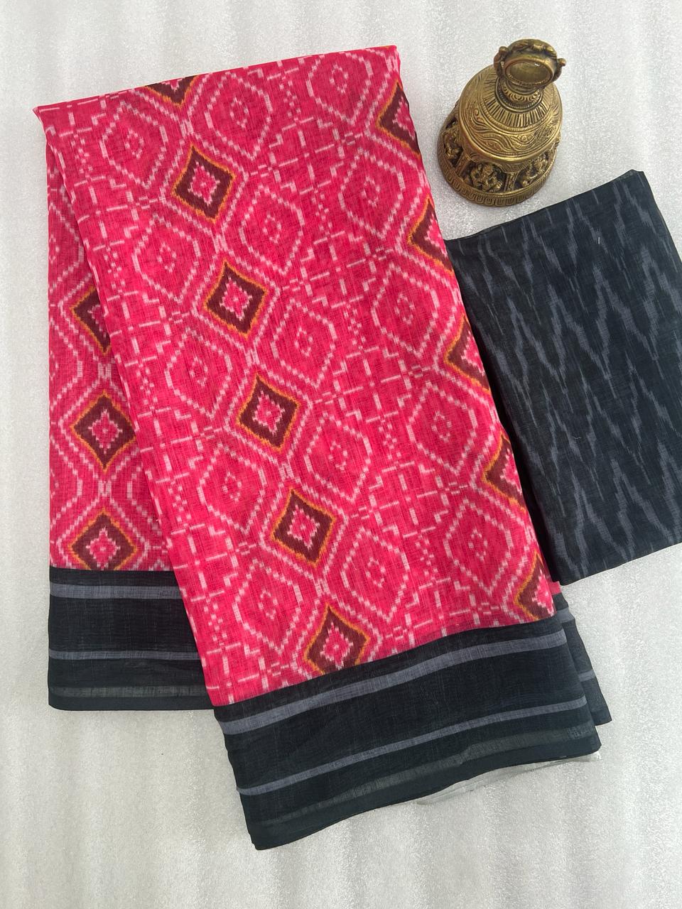 Beautiful Designer Party Wear Plain Linen Saree