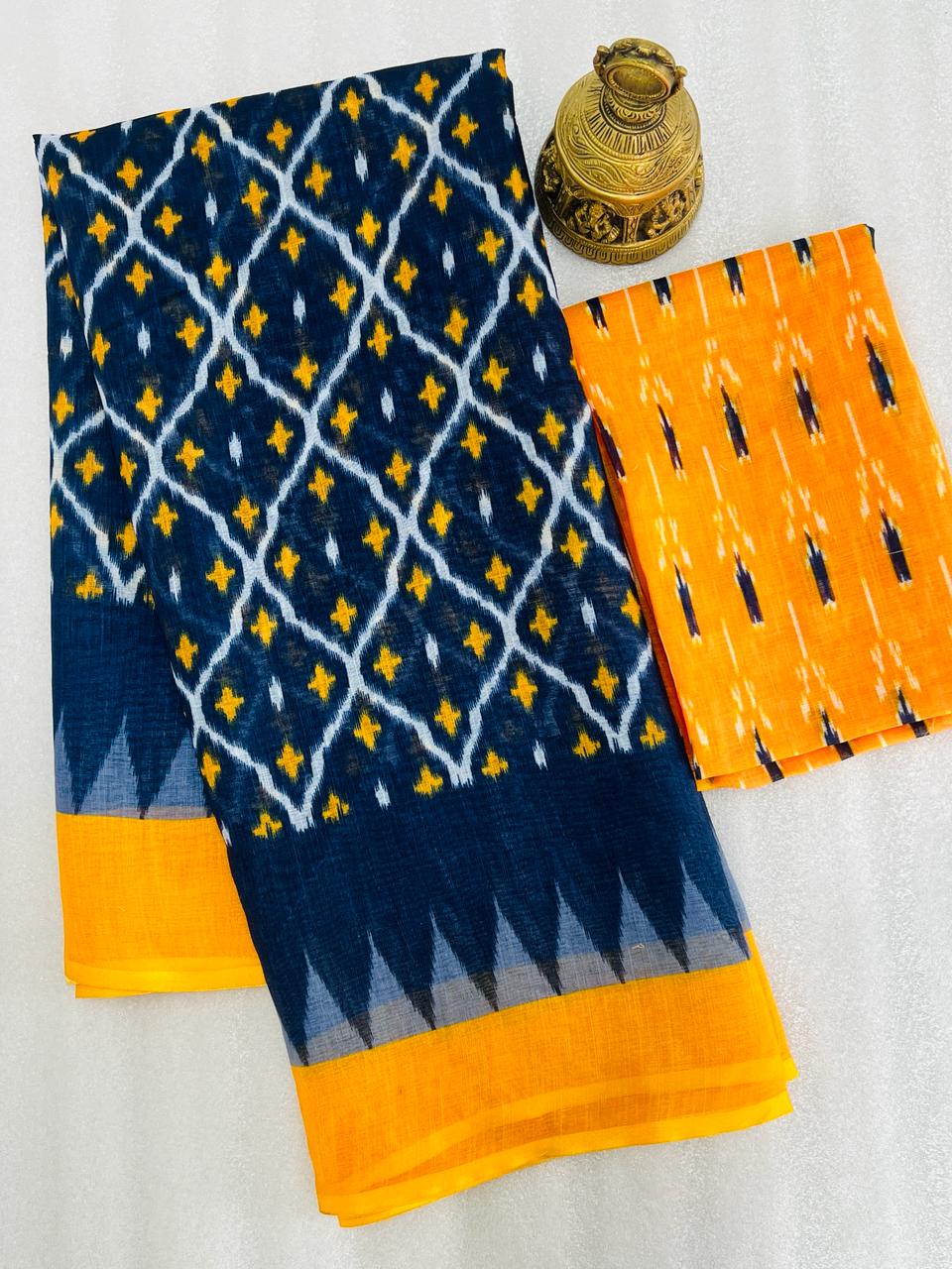 Beautiful Designer Party Wear Plain Linen Saree