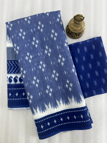 Beautiful Designer Party Wear Plain Linen Saree
