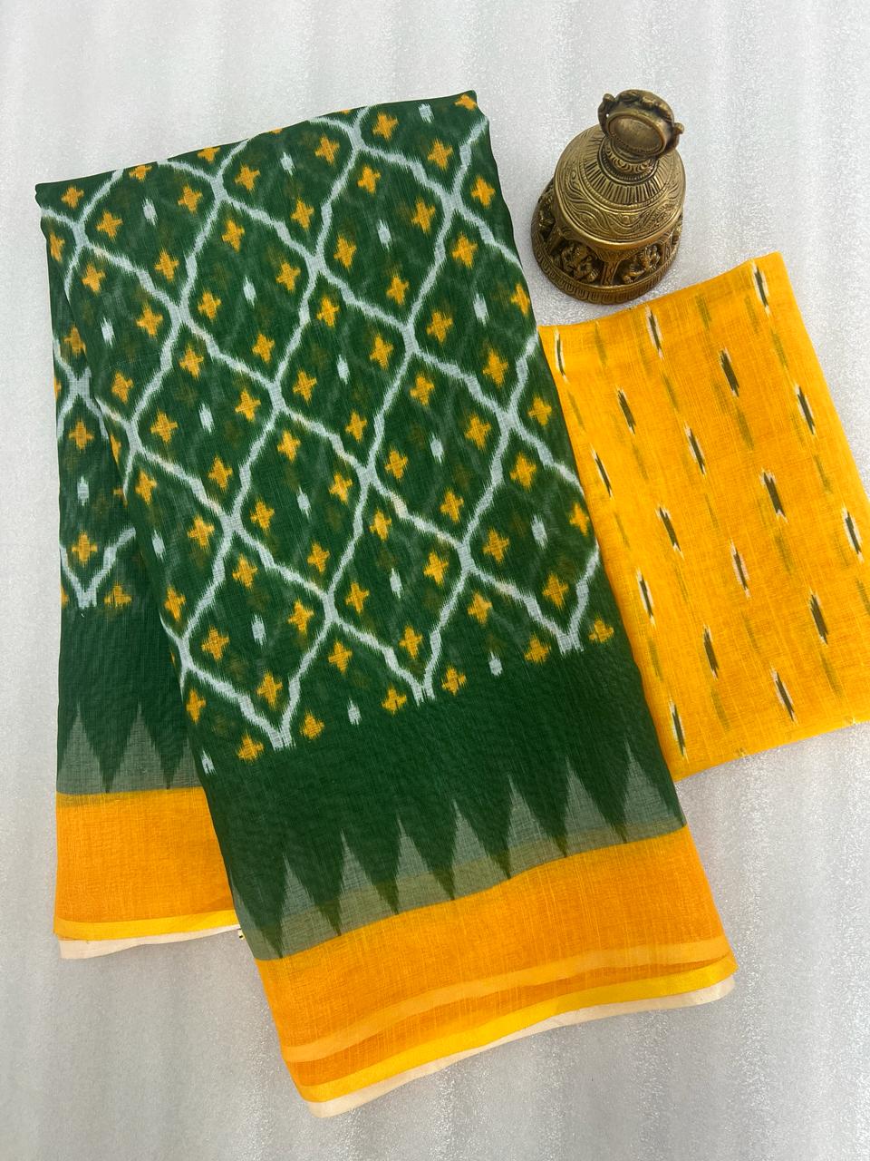 Beautiful Designer Party Wear Plain Linen Saree