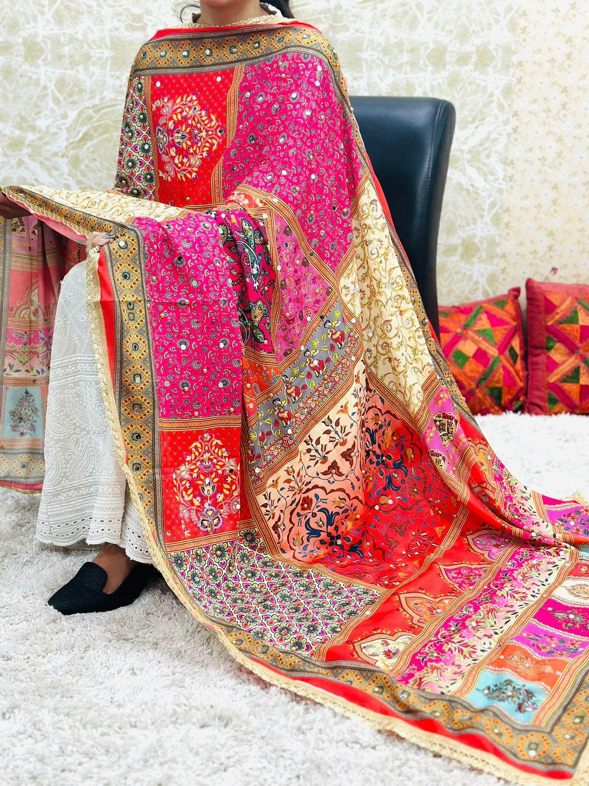 Beautiful Designer Semi-Chinon Pakistani Duppata Only