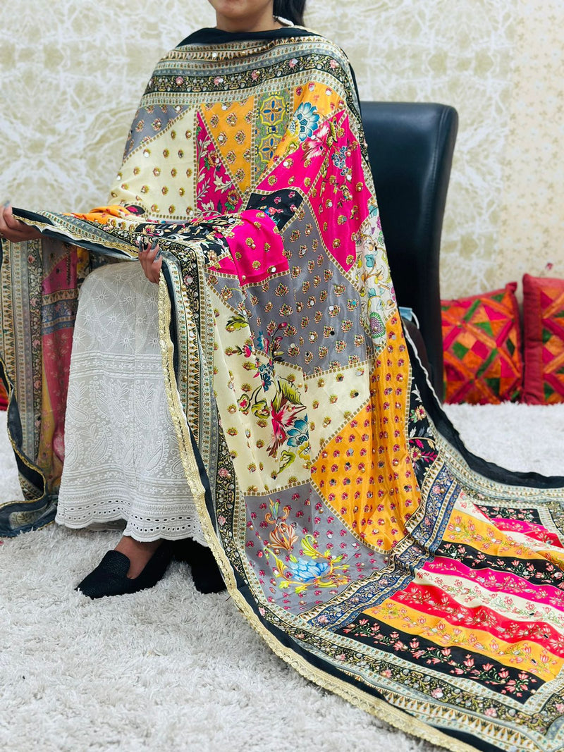 Beautiful Designer Semi-Chinon Pakistani Duppata Only