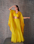 Yellow Georgette Palazzo Set with Embroidered Dupatta