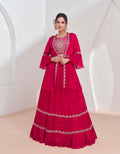 Red Georgette Sharara Suit with Embroidered Net Dupatta