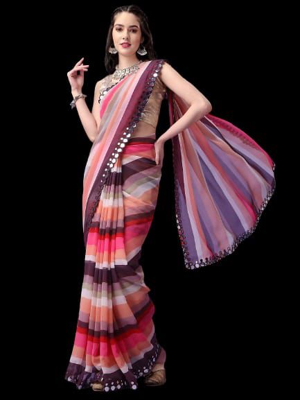 Beautiful Soft Georgette Bandhani Printed Saree