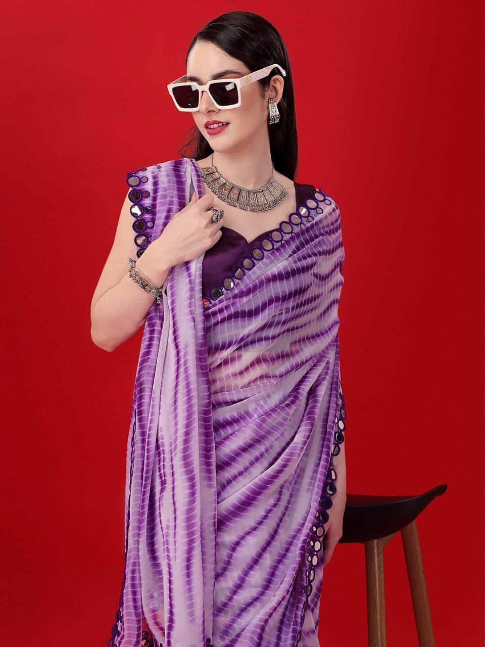 Beautiful Soft Georgette Bandhani Printed Saree