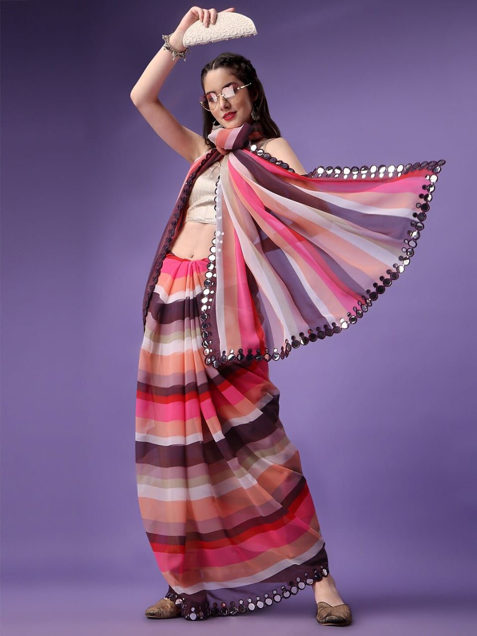 Beautiful Soft Georgette Bandhani Printed Saree