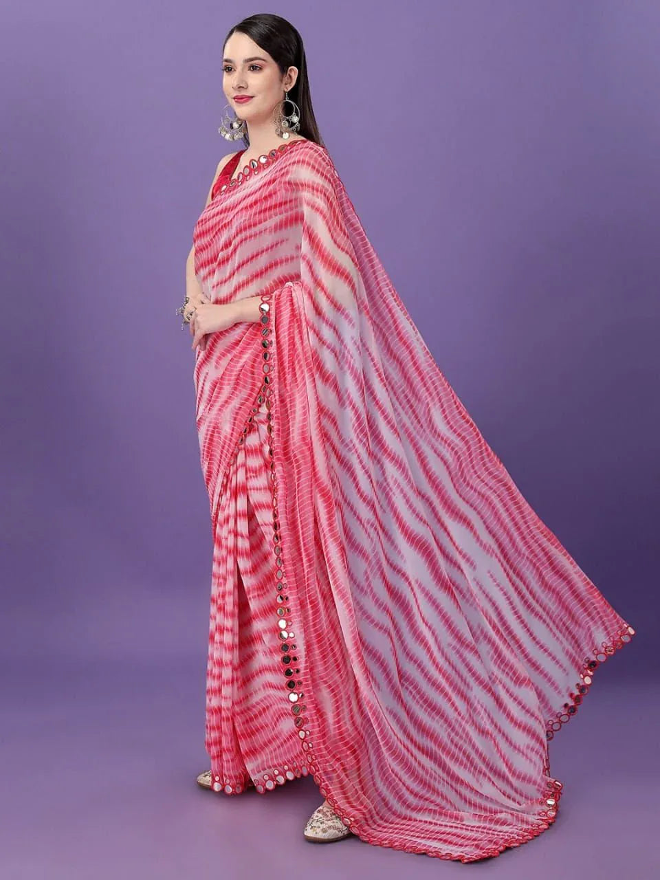 Beautiful Soft Georgette Bandhani Printed Saree