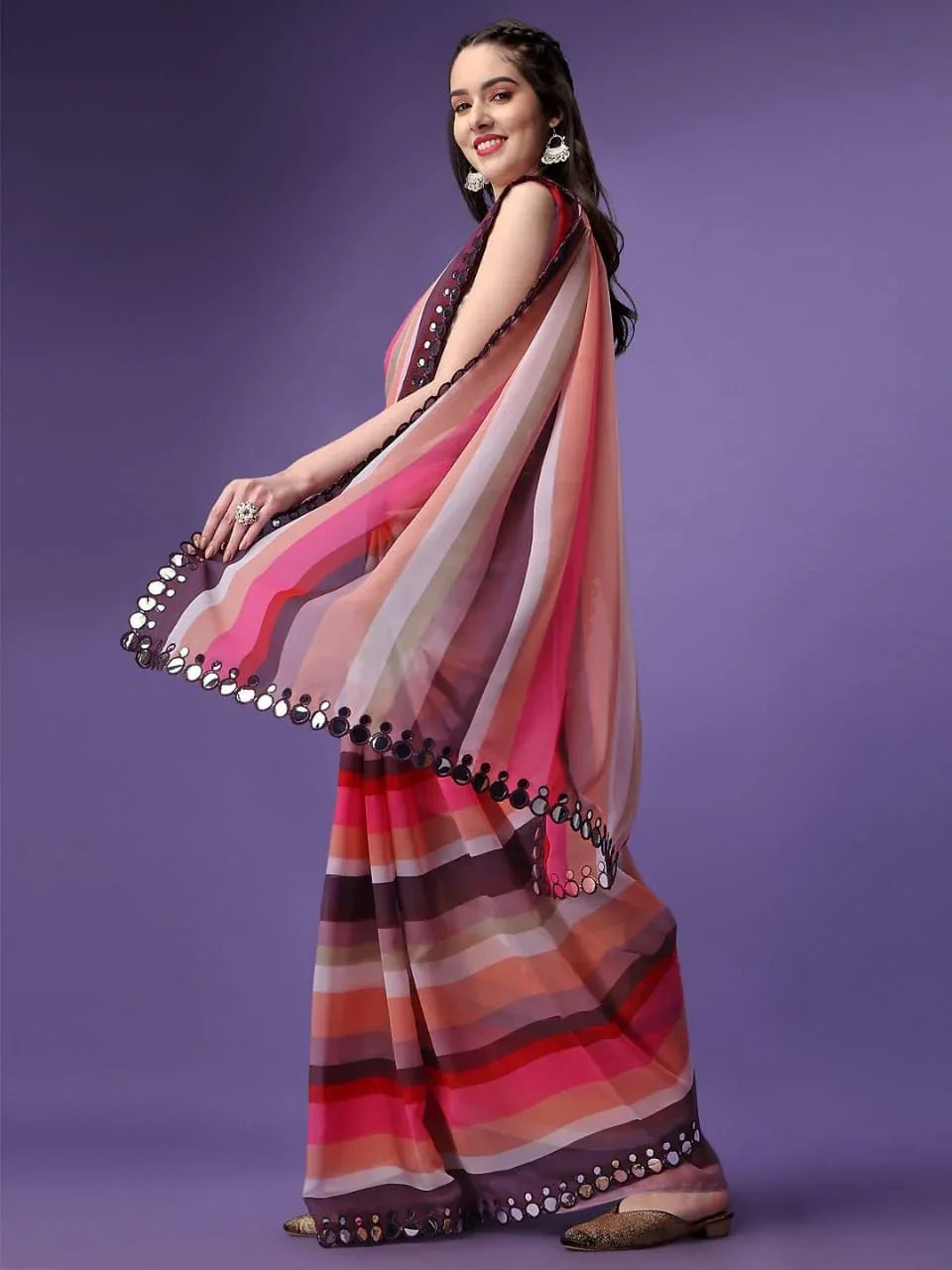 Beautiful Soft Georgette Bandhani Printed Saree
