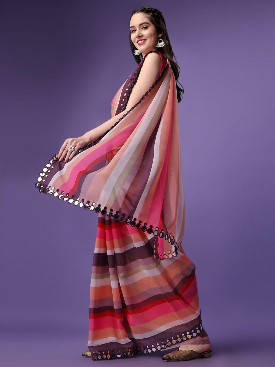 Beautiful Soft Georgette Bandhani Printed Saree