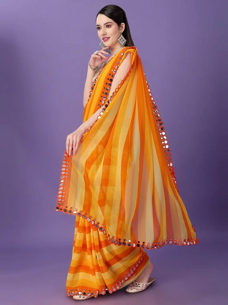 Beautiful Soft Georgette Bandhani Printed Saree