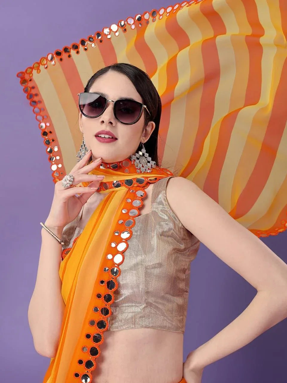 Beautiful Soft Georgette Bandhani Printed Saree