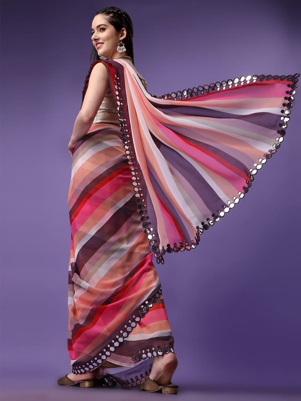 Beautiful Soft Georgette Bandhani Printed Saree