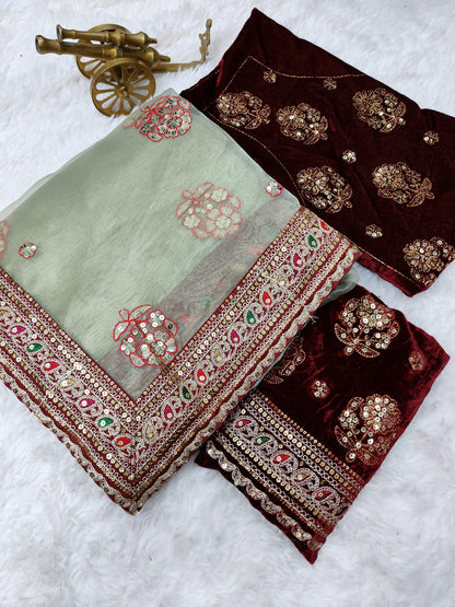 Beautiful Designer Soft Light Organza Sequence Saree