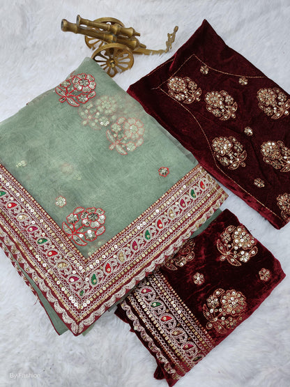 Beautiful Designer Soft Light Organza Sequence Saree