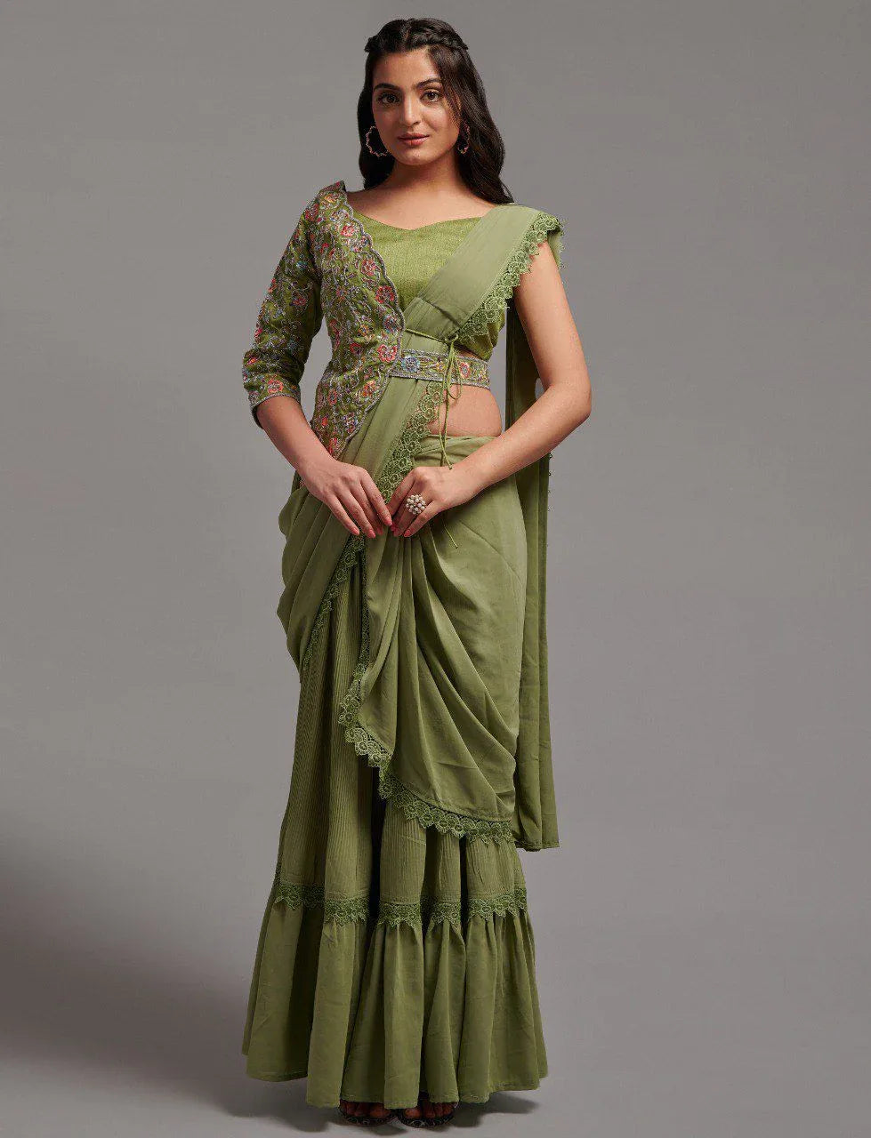 Beautiful Designer Soft Georgette Ready To Wear Saree