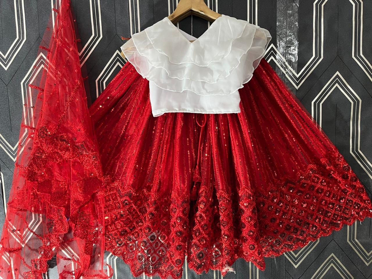 Beautiful Designer Party Wear Soft Net Kid's Lehenga Choli