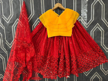 Beautiful Designer Party Wear Soft Net Kid's Lehenga Choli