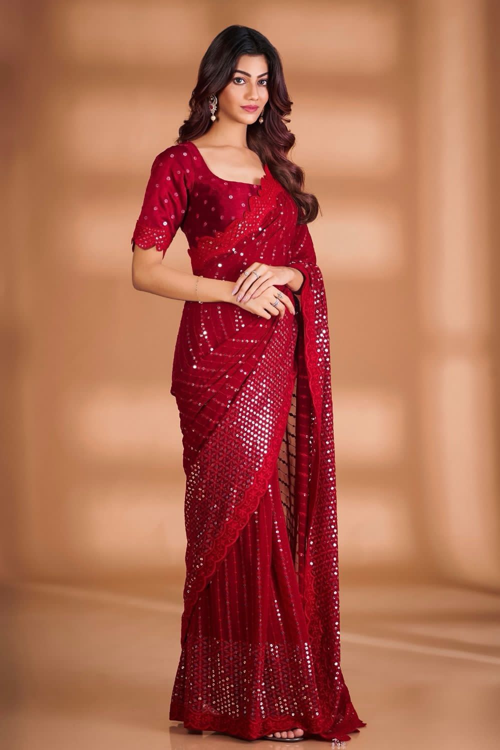 Beautiful Designer Heavy Georgette Exclusive Sequanc Saree