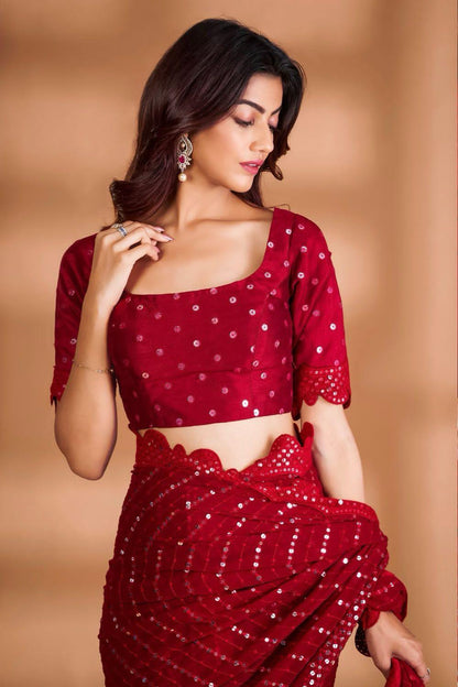 Beautiful Designer Heavy Georgette Exclusive Sequanc Saree