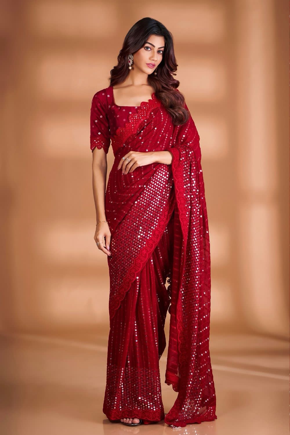 Beautiful Designer Heavy Georgette Exclusive Sequanc Saree