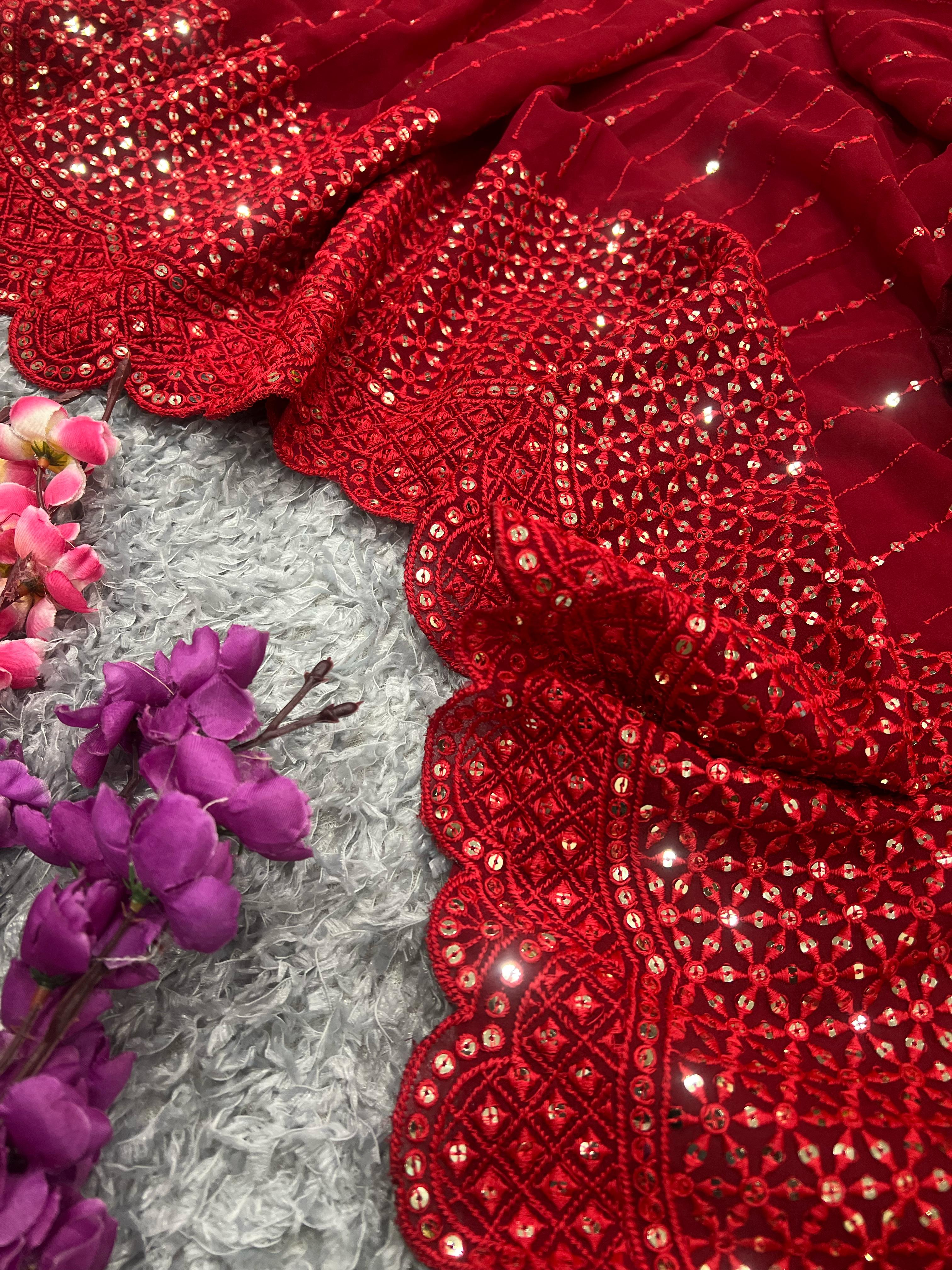 Beautiful Designer Heavy Georgette Exclusive Sequanc Saree