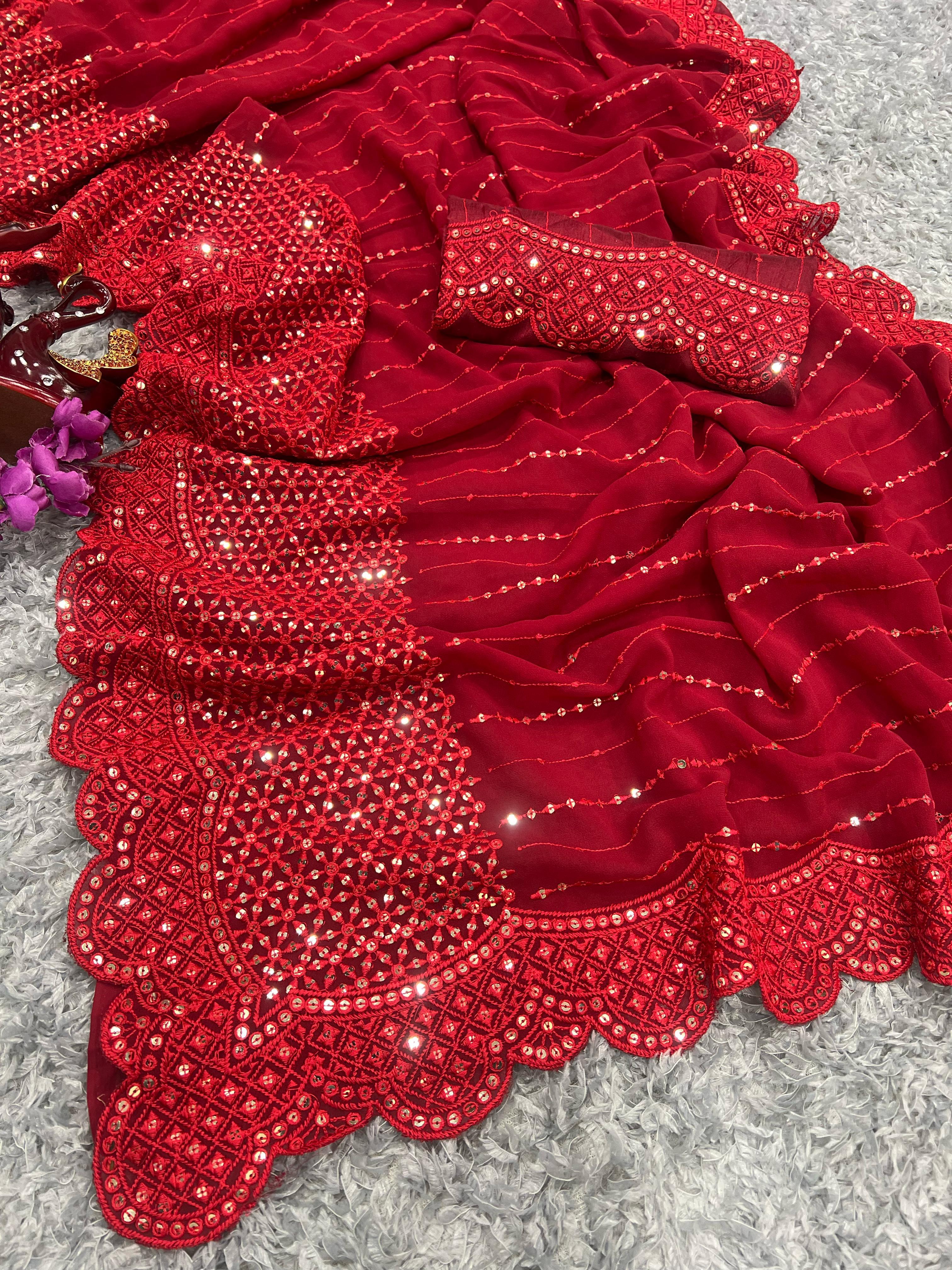 Beautiful Designer Heavy Georgette Exclusive Sequanc Saree