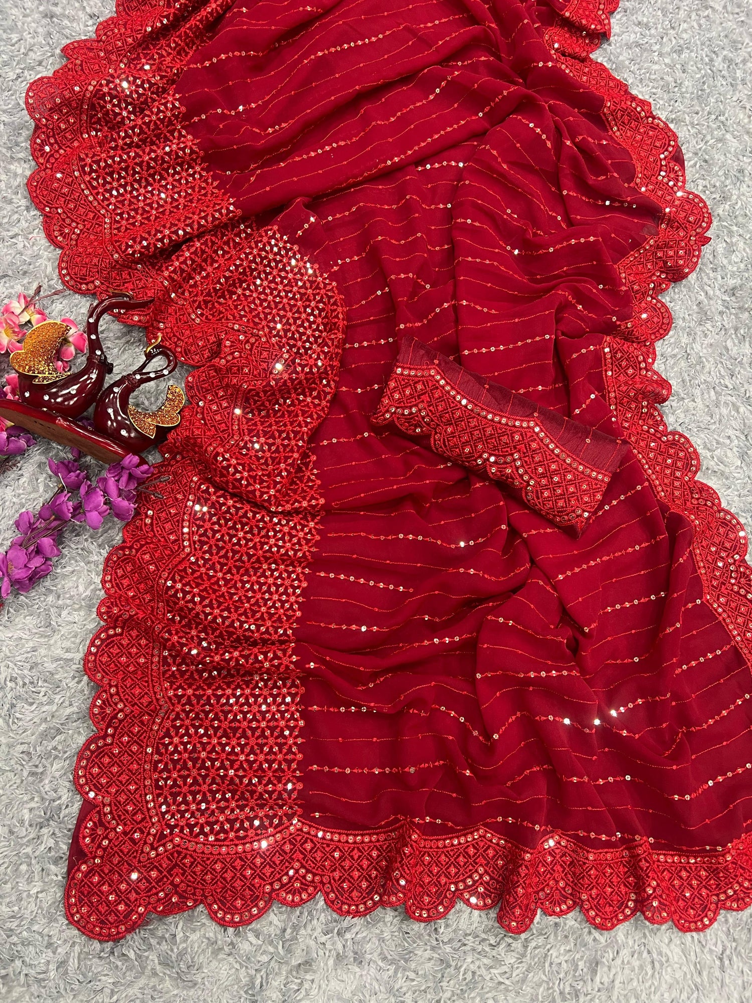 Beautiful Designer Heavy Georgette Exclusive Sequanc Saree