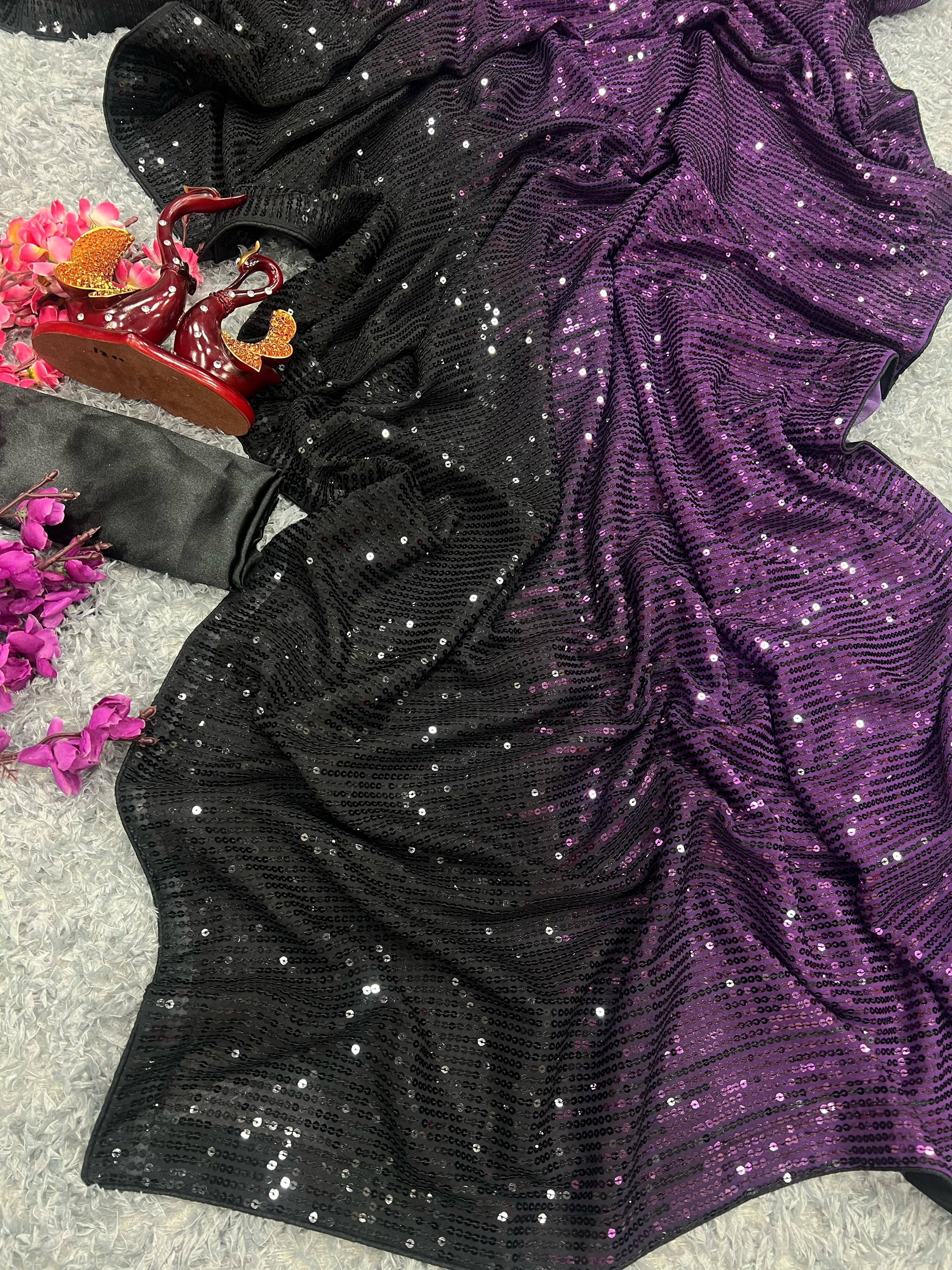 Beautiful Designer Heavy Georgette Exclusive Sequanc Saree